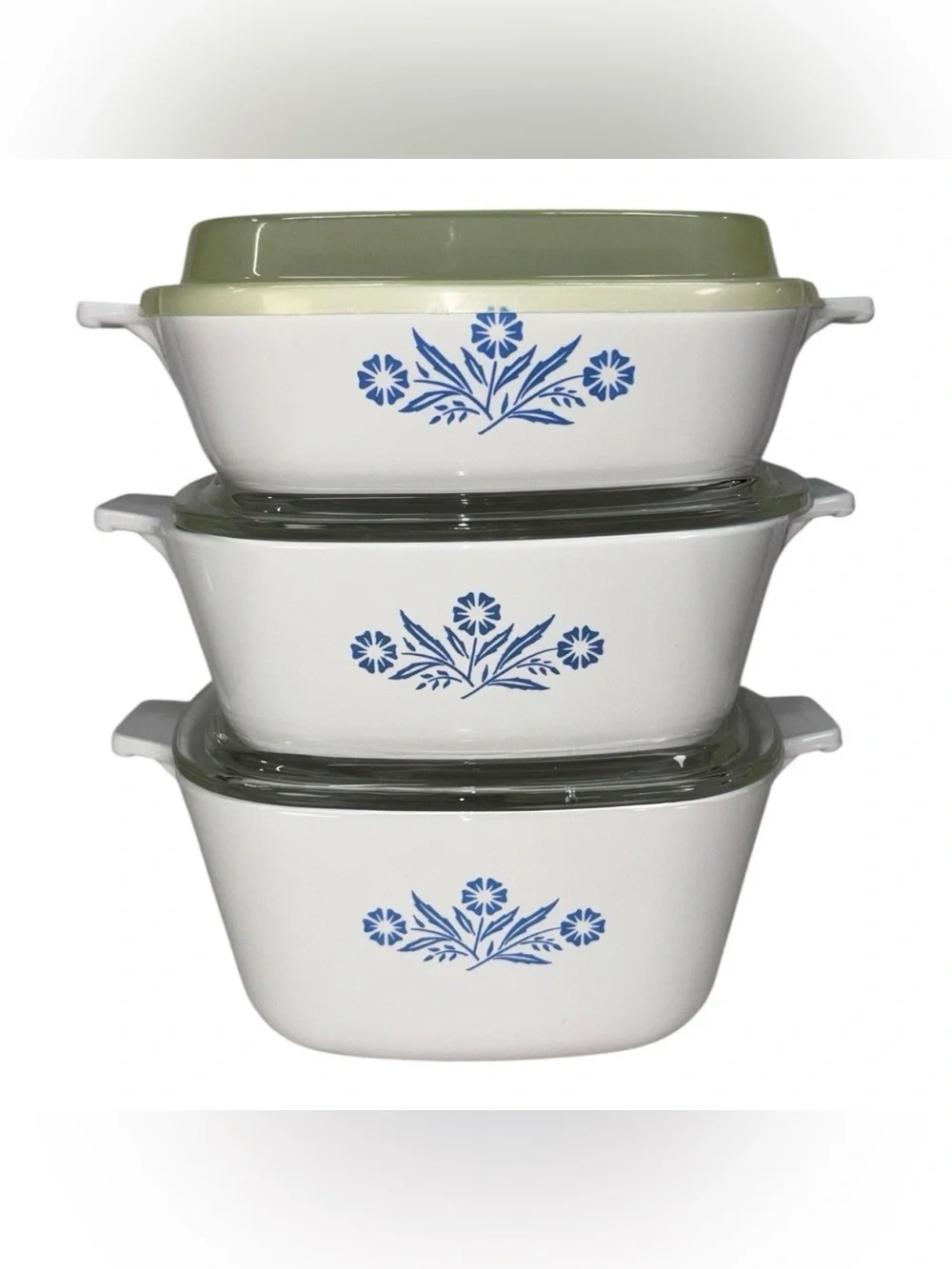 Corning Ware Blue Cornflower 1qt P-1-B, 1.5qt P-1 1/2-B, 1.75qt P-1 3/4-B w/Lids